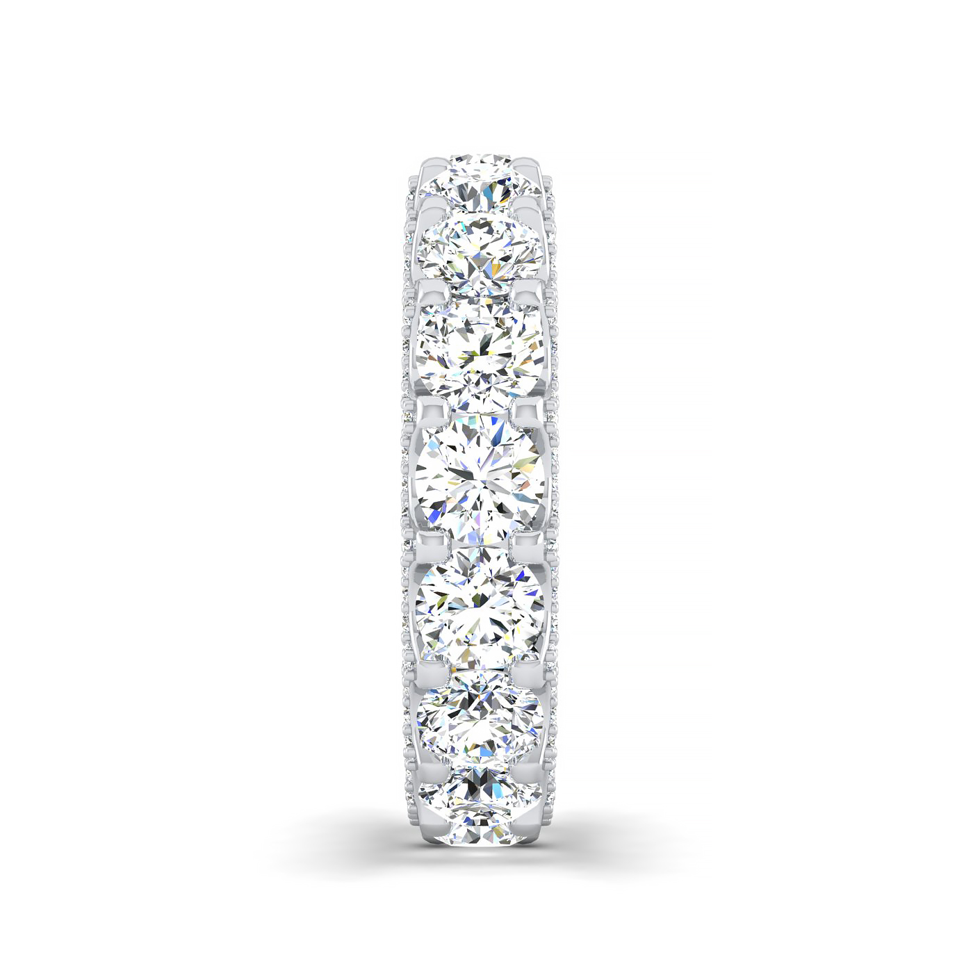 Round Shape Eternity Band with Pave Set Side Diamonds